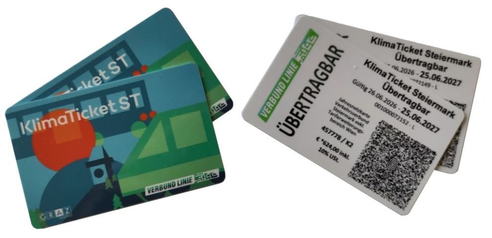 KlimaTicket Steiermark, übertragbar, mit QR Code